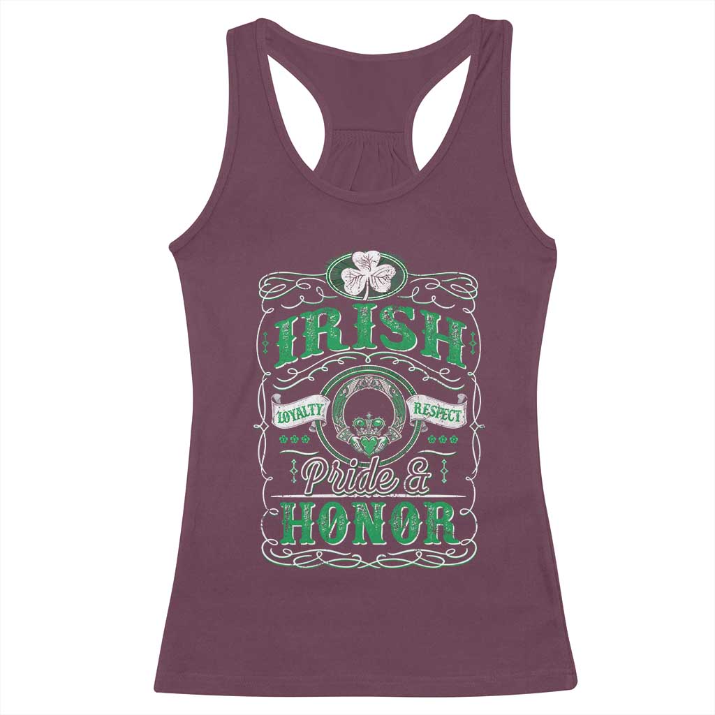 Vintage Irish Pride And Honor St Patricks Day Racerback Tank Top TS11 Maroon Print Your Wear