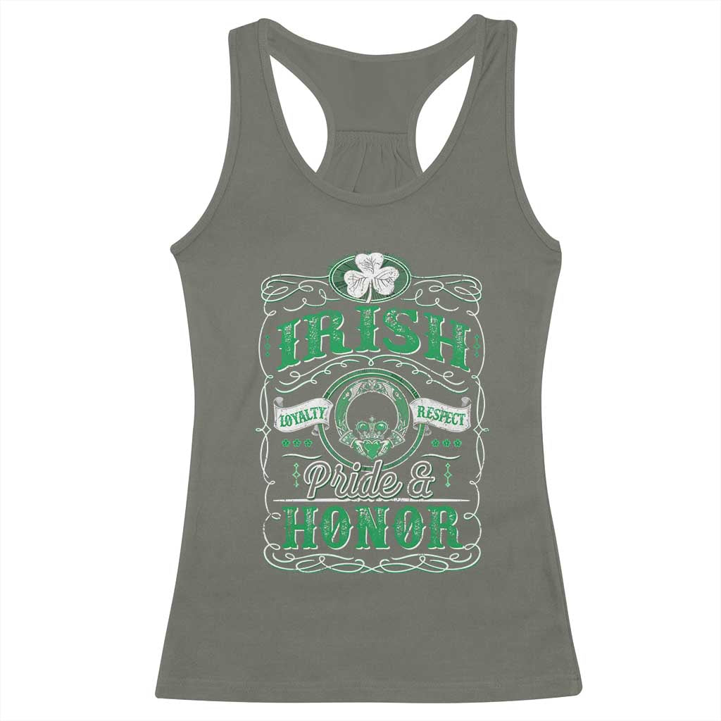 Vintage Irish Pride And Honor St Patricks Day Racerback Tank Top TS11 Military Green Print Your Wear