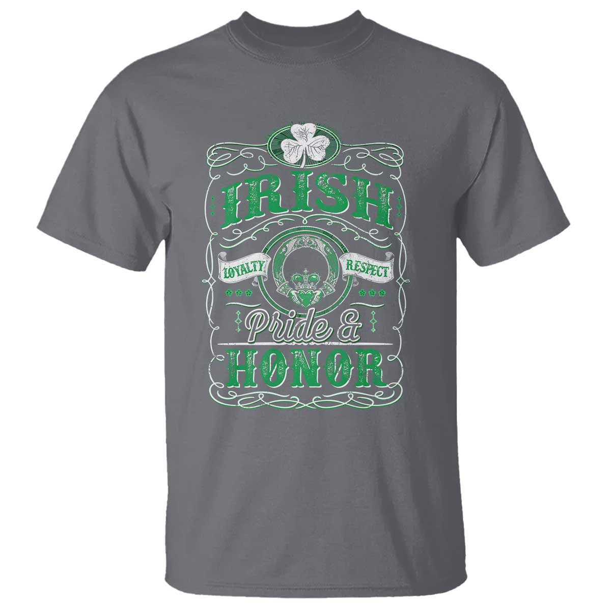 Vintage Irish Pride And Honor St Patricks Day T Shirt TS11 Charcoal Print Your Wear