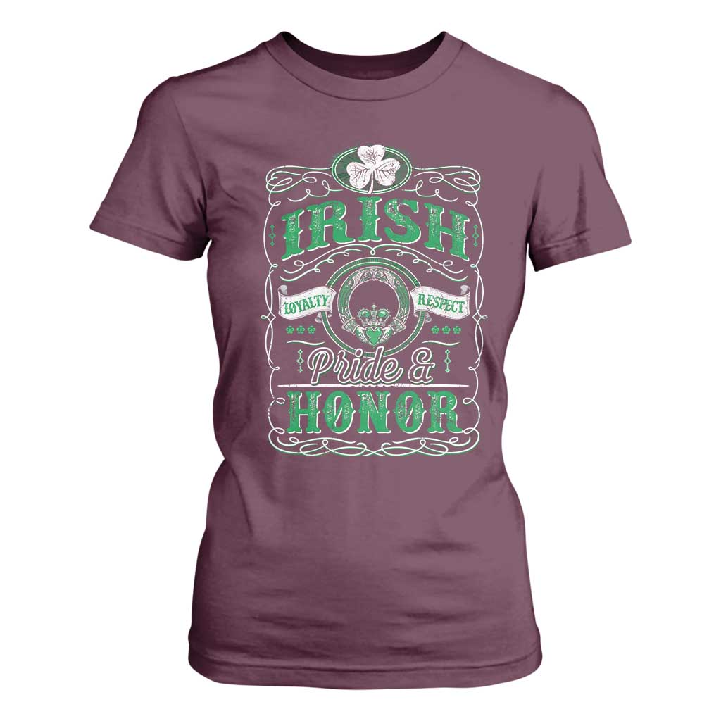 Vintage Irish Pride And Honor St Patricks Day T Shirt For Women TS11 Maroon Print Your Wear