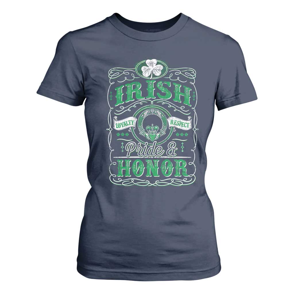 Vintage Irish Pride And Honor St Patricks Day T Shirt For Women TS11 Navy Print Your Wear