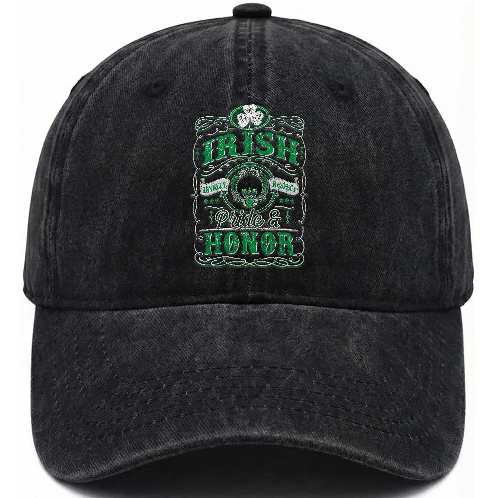 Vintage Irish Pride And Honor St Patricks Day Washed Cotton Baseball Cap TS11 Print Your Wear