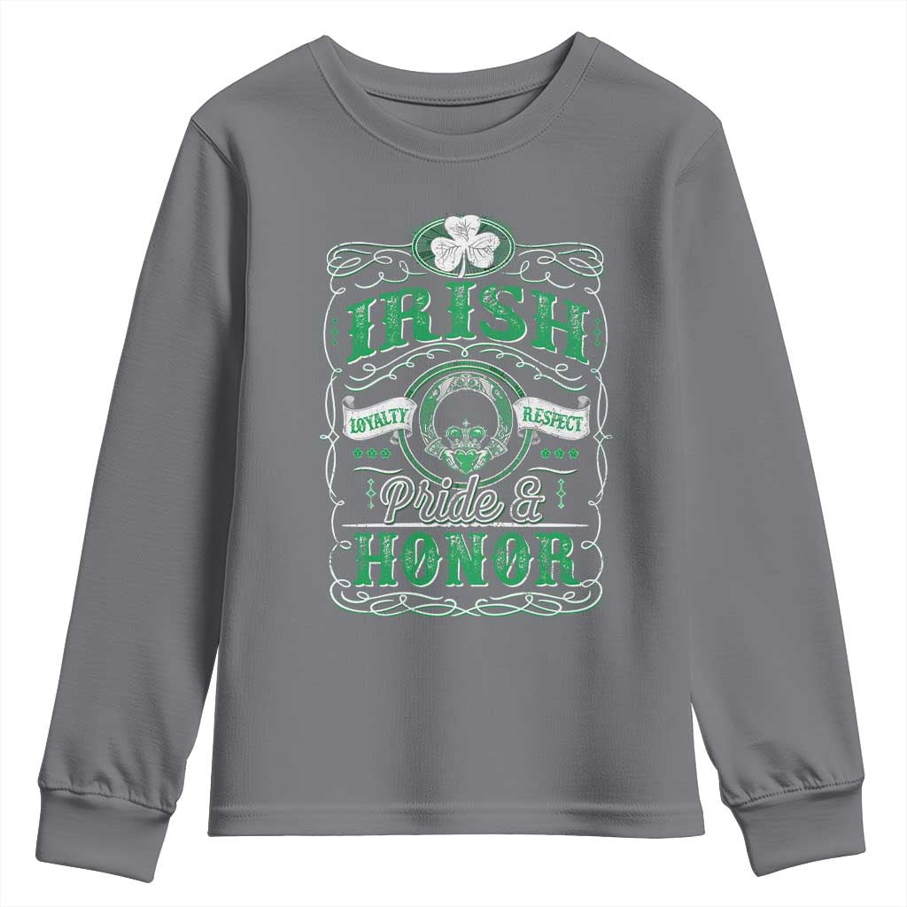 Vintage Irish Pride And Honor St Patricks Day Youth Sweatshirt TS11 Charcoal Print Your Wear