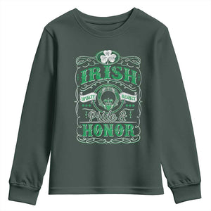Vintage Irish Pride And Honor St Patricks Day Youth Sweatshirt TS11 Dark Forest Green Print Your Wear