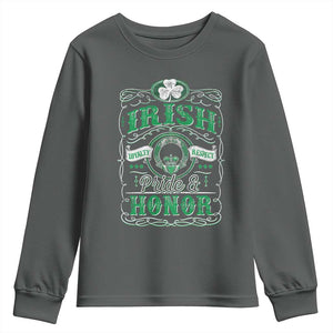 Vintage Irish Pride And Honor St Patricks Day Youth Sweatshirt TS11 Dark Heather Print Your Wear