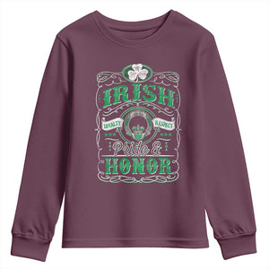 Vintage Irish Pride And Honor St Patricks Day Youth Sweatshirt TS11 Maroon Print Your Wear