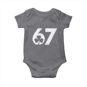 Funny St Patricks Day 67 Six Seven Vintage Shamrock Baby Onesie TS11 Charcoal Print Your Wear