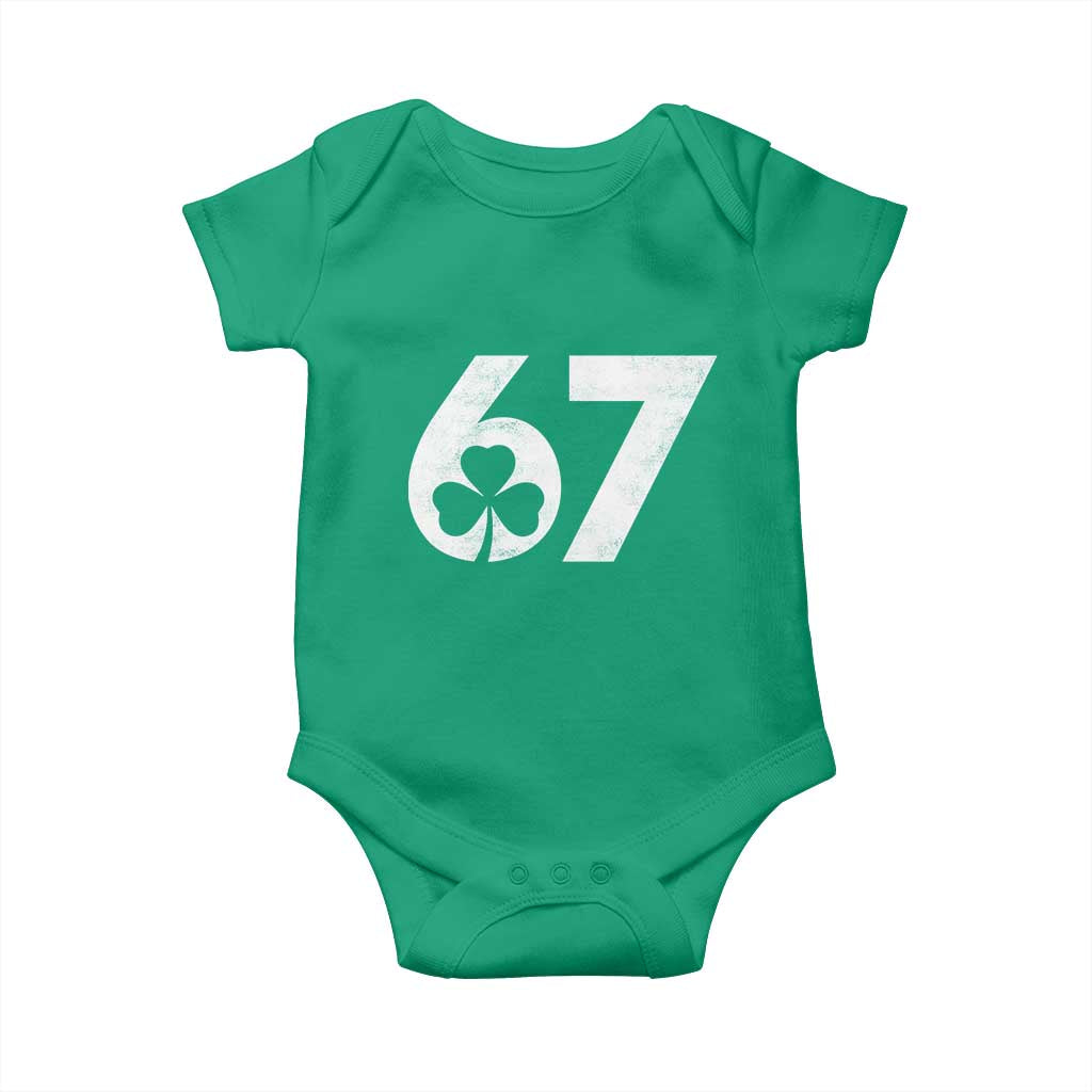 Funny St Patricks Day 67 Six Seven Vintage Shamrock Baby Onesie TS11 Irish Green Print Your Wear