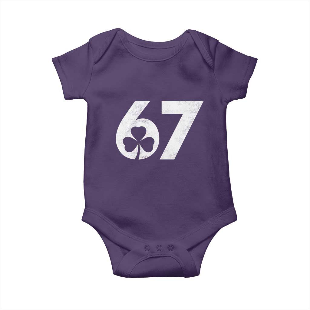 Funny St Patricks Day 67 Six Seven Vintage Shamrock Baby Onesie TS11 Purple Print Your Wear
