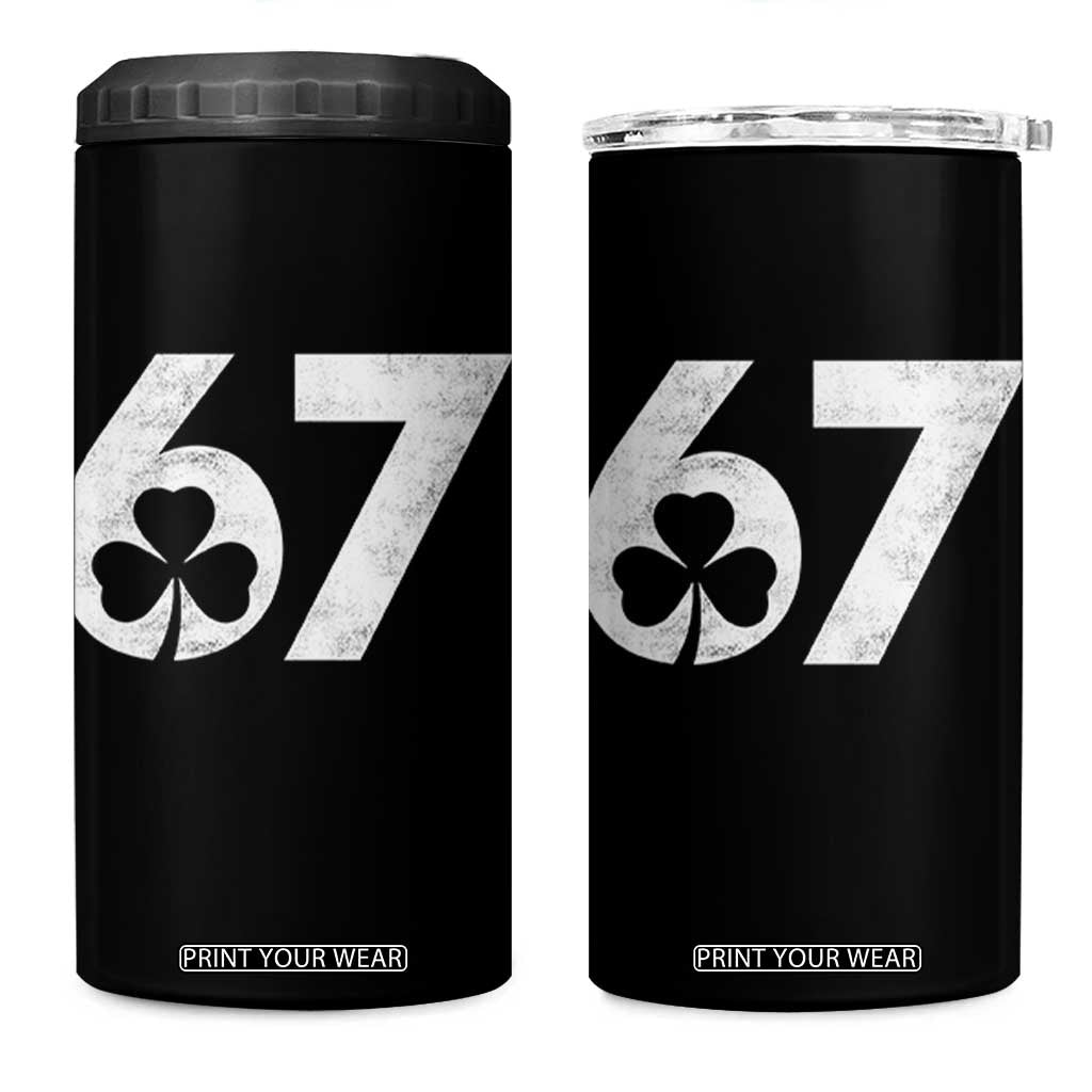 Funny St Patricks Day 67 Six Seven Vintage Shamrock 4 in 1 Can Cooler Tumbler TS11 One Size: 16 oz Black Print Your Wear