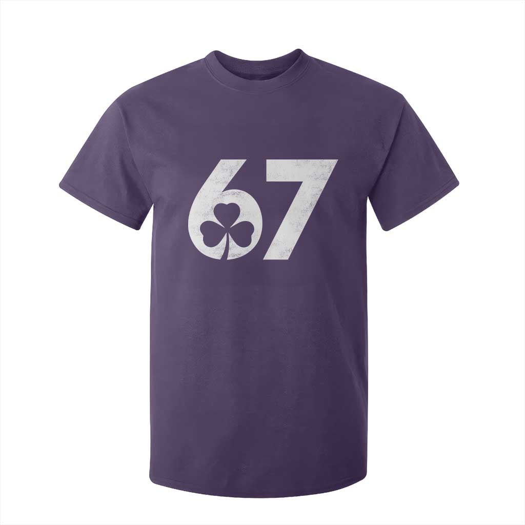 Funny St Patricks Day 67 Six Seven Vintage Shamrock T Shirt For Kid TS11 Purple Print Your Wear