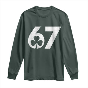 Funny St Patricks Day 67 Six Seven Vintage Shamrock Long Sleeve Shirt TS11 Dark Forest Green Print Your Wear