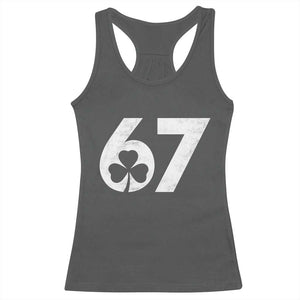 Funny St Patricks Day 67 Six Seven Vintage Shamrock Racerback Tank Top TS11 Dark Heather Print Your Wear