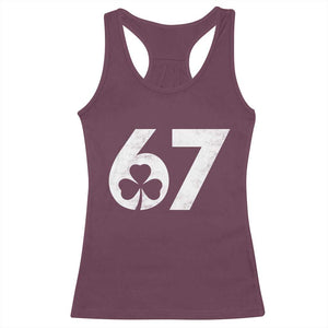 Funny St Patricks Day 67 Six Seven Vintage Shamrock Racerback Tank Top TS11 Maroon Print Your Wear