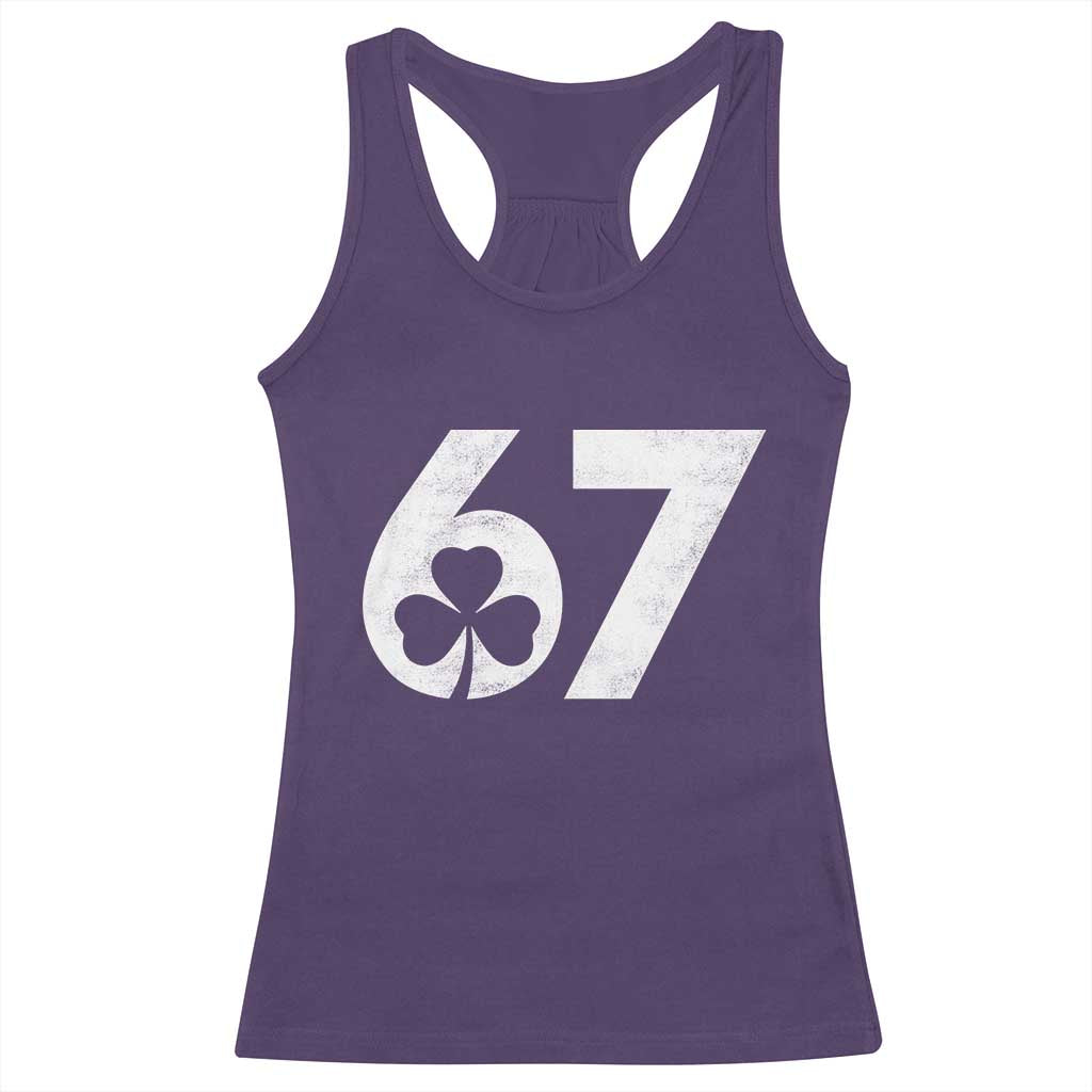 Funny St Patricks Day 67 Six Seven Vintage Shamrock Racerback Tank Top TS11 Purple Print Your Wear