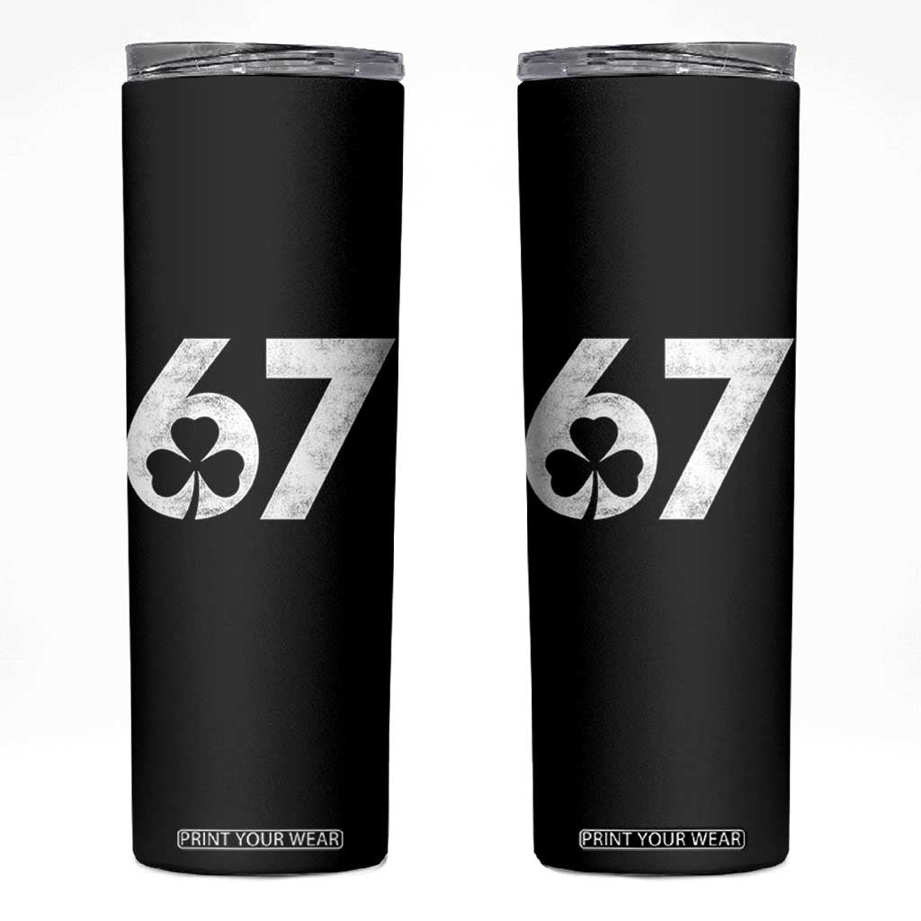 Funny St Patricks Day 67 Six Seven Vintage Shamrock Skinny Tumbler TS11 Black Print Your Wear