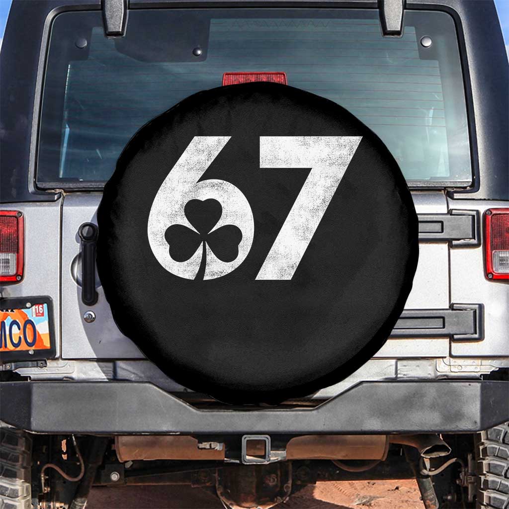 Funny St Patricks Day 67 Six Seven Vintage Shamrock Spare Tire Cover TS11 No hole Black Print Your Wear