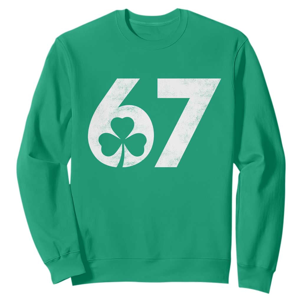 Funny St Patricks Day 67 Six Seven Vintage Shamrock Sweatshirt TS11 Irish Green Print Your Wear