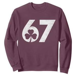 Funny St Patricks Day 67 Six Seven Vintage Shamrock Sweatshirt TS11 Maroon Print Your Wear