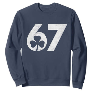 Funny St Patricks Day 67 Six Seven Vintage Shamrock Sweatshirt TS11 Navy Print Your Wear
