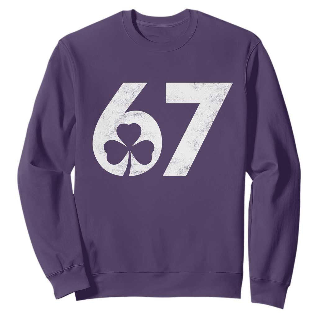 Funny St Patricks Day 67 Six Seven Vintage Shamrock Sweatshirt TS11 Purple Print Your Wear