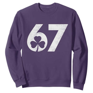 Funny St Patricks Day 67 Six Seven Vintage Shamrock Sweatshirt TS11 Purple Print Your Wear