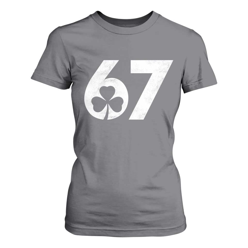 Funny St Patricks Day 67 Six Seven Vintage Shamrock T Shirt For Women TS11 Charcoal Print Your Wear