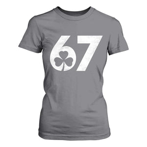 Funny St Patricks Day 67 Six Seven Vintage Shamrock T Shirt For Women TS11 Charcoal Print Your Wear