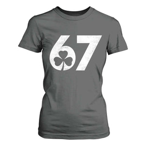 Funny St Patricks Day 67 Six Seven Vintage Shamrock T Shirt For Women TS11 Dark Heather Print Your Wear