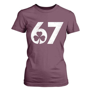 Funny St Patricks Day 67 Six Seven Vintage Shamrock T Shirt For Women TS11 Maroon Print Your Wear