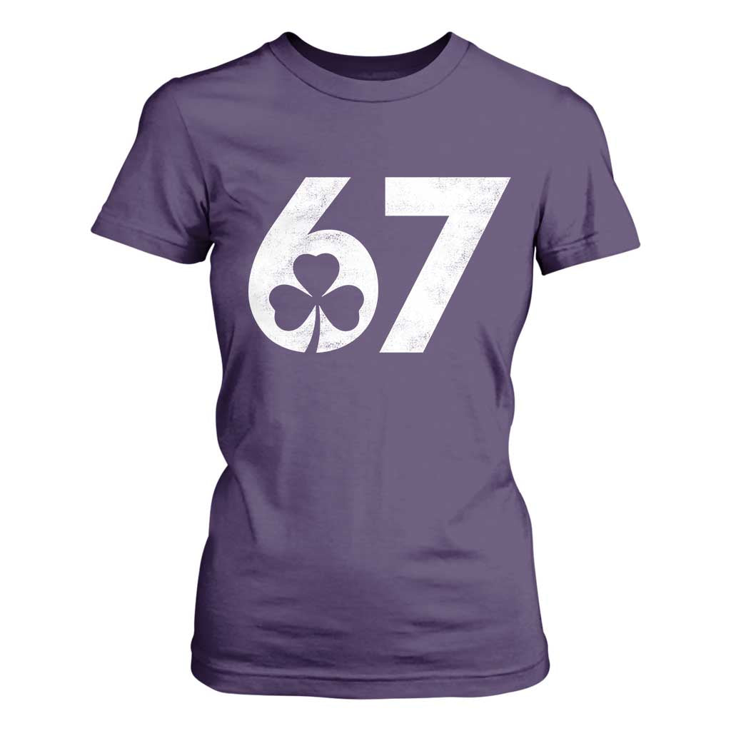 Funny St Patricks Day 67 Six Seven Vintage Shamrock T Shirt For Women TS11 Purple Print Your Wear