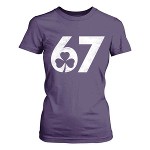 Funny St Patricks Day 67 Six Seven Vintage Shamrock T Shirt For Women TS11 Purple Print Your Wear