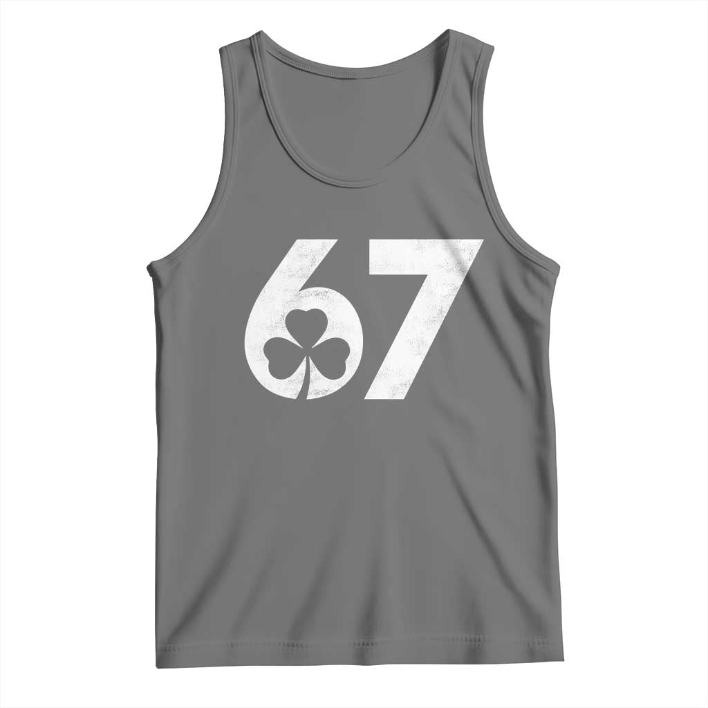 Funny St Patricks Day 67 Six Seven Vintage Shamrock Tank Top TS11 Black Heather Print Your Wear