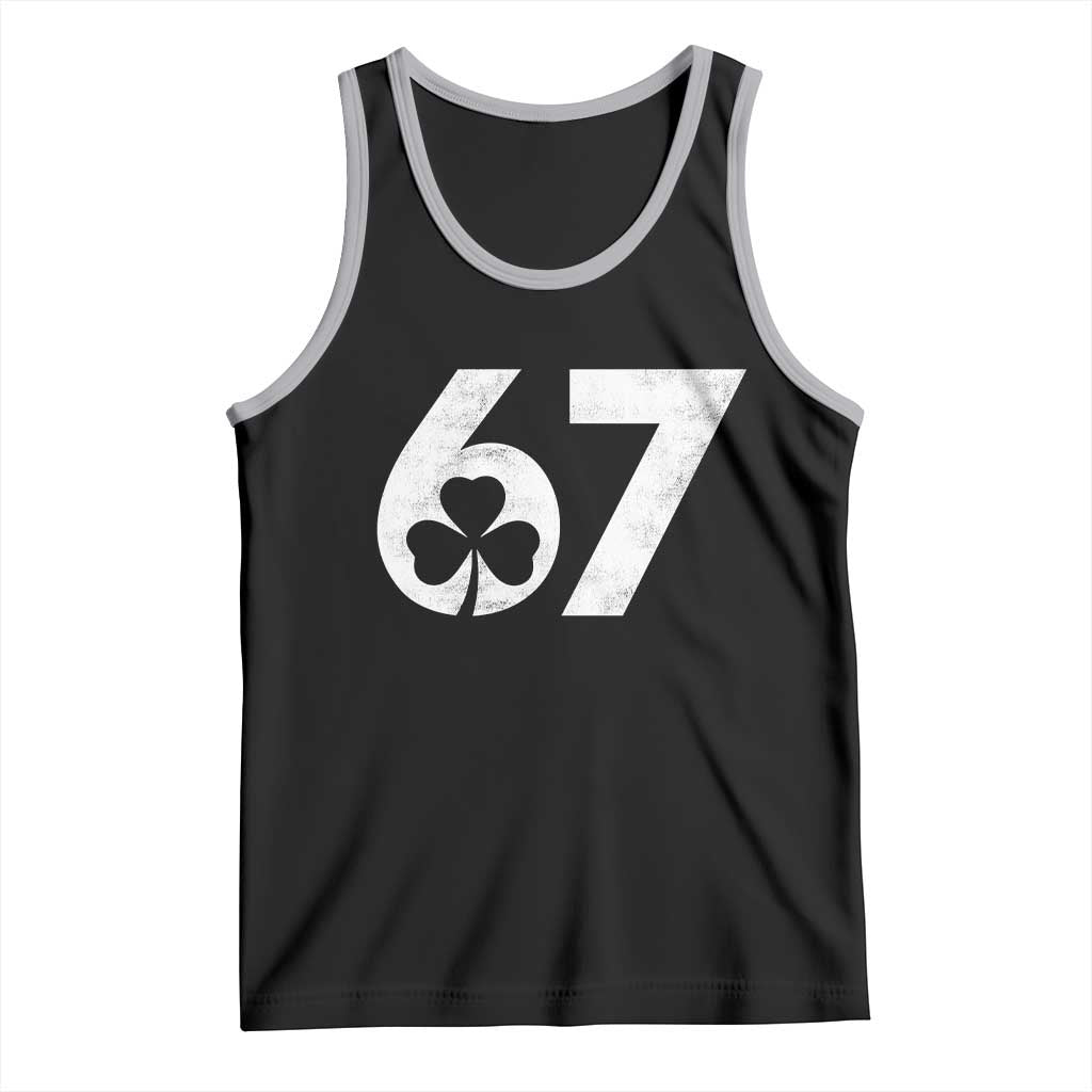 Funny St Patricks Day 67 Six Seven Vintage Shamrock Tank Top TS11 Black Athletic Heather Print Your Wear