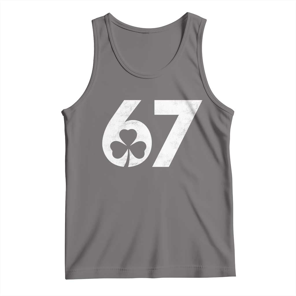 Funny St Patricks Day 67 Six Seven Vintage Shamrock Tank Top TS11 Deep Heather Print Your Wear