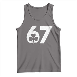 Funny St Patricks Day 67 Six Seven Vintage Shamrock Tank Top TS11 Deep Heather Print Your Wear