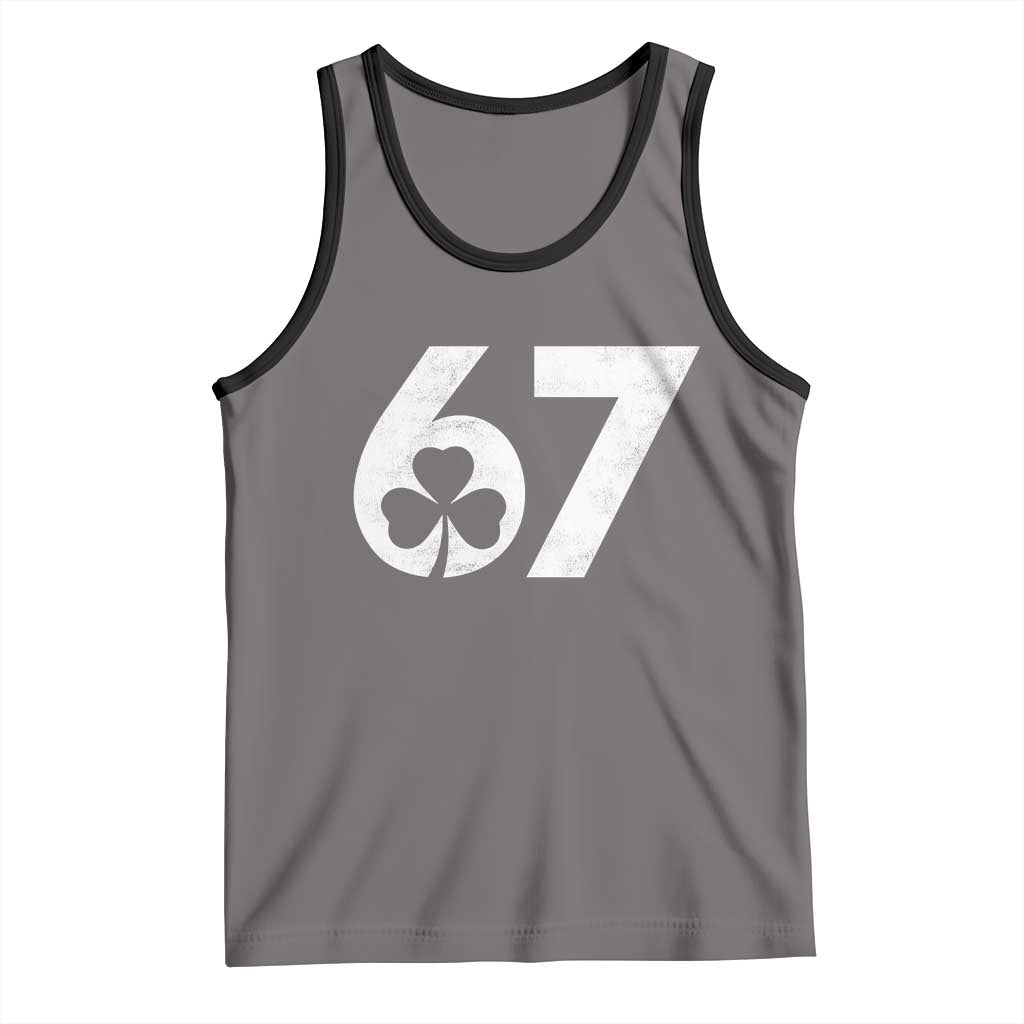 Funny St Patricks Day 67 Six Seven Vintage Shamrock Tank Top TS11 Deep Heather Black Print Your Wear