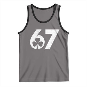 Funny St Patricks Day 67 Six Seven Vintage Shamrock Tank Top TS11 Deep Heather Black Print Your Wear