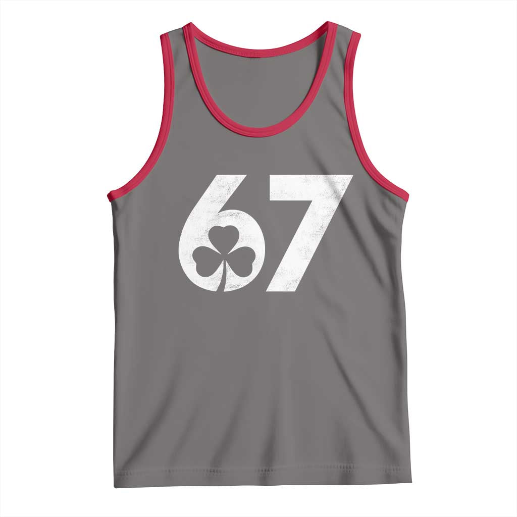 Funny St Patricks Day 67 Six Seven Vintage Shamrock Tank Top TS11 Deep Heather Red Print Your Wear