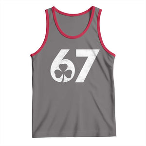 Funny St Patricks Day 67 Six Seven Vintage Shamrock Tank Top TS11 Deep Heather Red Print Your Wear
