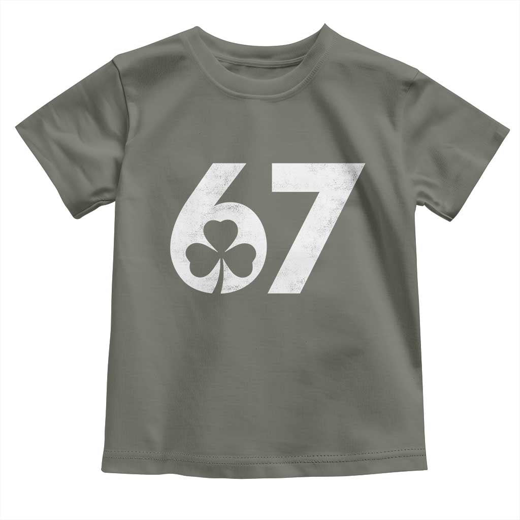 Funny St Patricks Day 67 Six Seven Vintage Shamrock Toddler T Shirt TS11 Military Green Print Your Wear