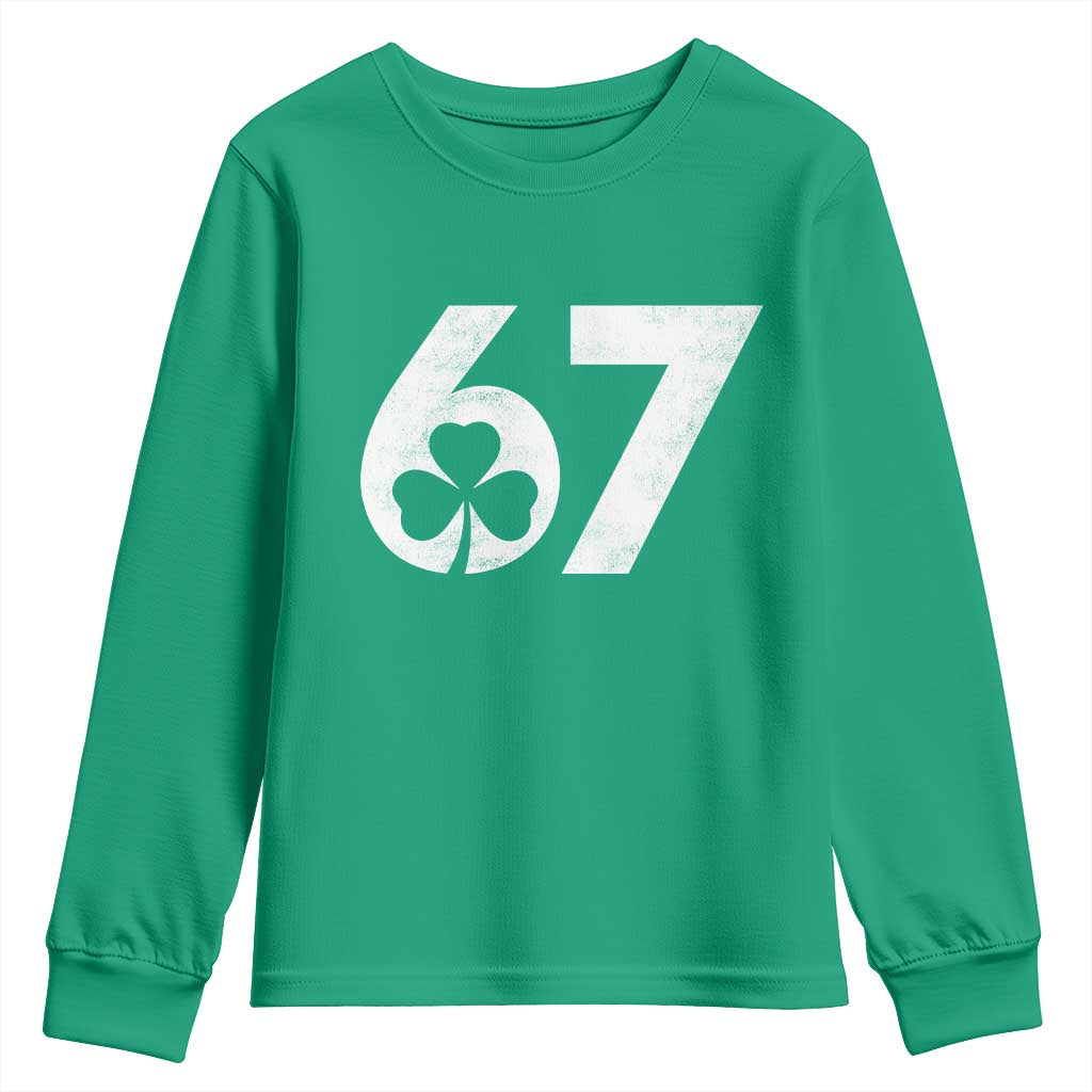 Funny St Patricks Day 67 Six Seven Vintage Shamrock Youth Sweatshirt TS11 Irish Green Print Your Wear