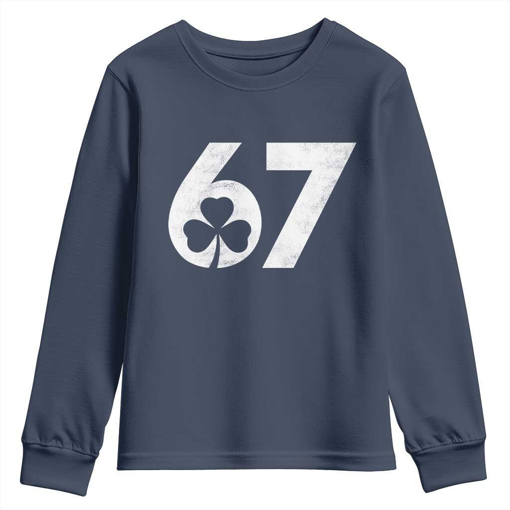 Funny St Patricks Day 67 Six Seven Vintage Shamrock Youth Sweatshirt TS11 Navy Print Your Wear