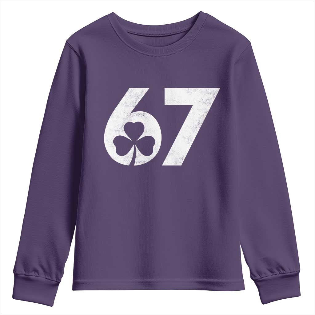 Funny St Patricks Day 67 Six Seven Vintage Shamrock Youth Sweatshirt TS11 Purple Print Your Wear