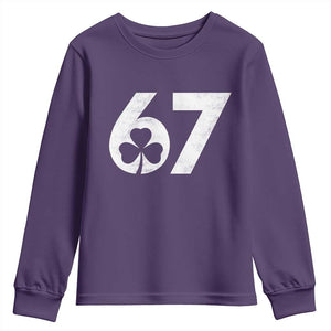 Funny St Patricks Day 67 Six Seven Vintage Shamrock Youth Sweatshirt TS11 Purple Print Your Wear