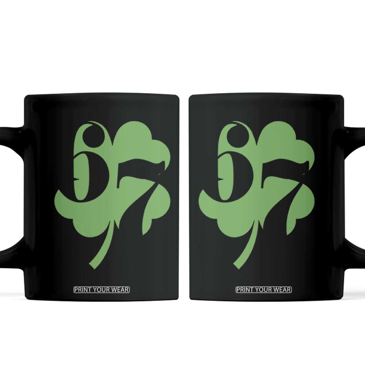 Funny St Patricks Day 67 Six Seven Meme Shamrock Coffee Mug TS11 Black Print Your Wear