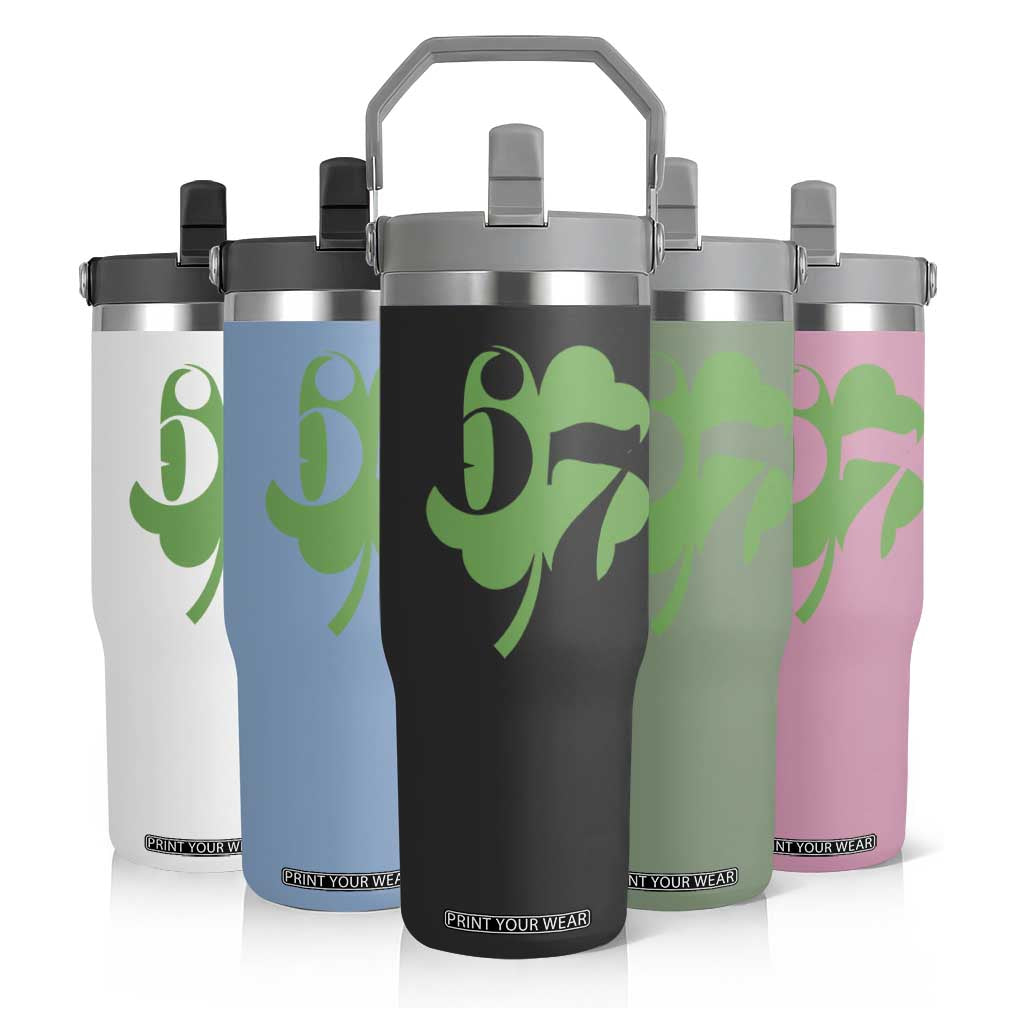 Funny St Patricks Day 67 Six Seven Meme Shamrock Flip Straw Tumbler TS11 Print Your Wear