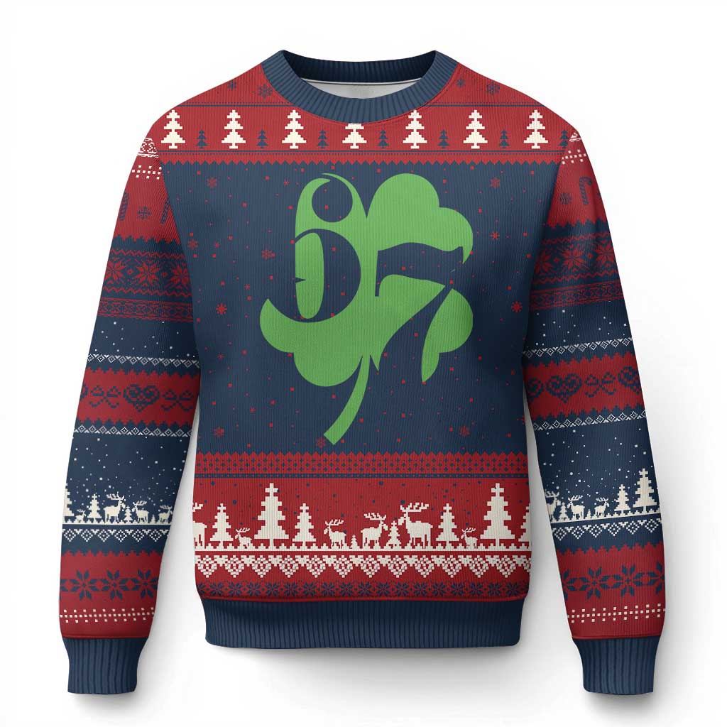 Funny St Patricks Day 67 Six Seven Meme Shamrock Ugly Christmas Sweater TS11 Navy Red Print Your Wear