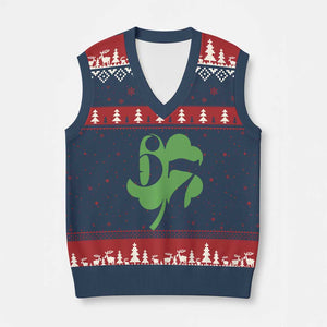 Funny St Patricks Day 67 Six Seven Meme Shamrock V-Neck Knit Sweater Vest TS11 Navy Red Print Your Wear