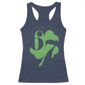 Funny St Patricks Day 67 Six Seven Meme Shamrock Racerback Tank Top TS11 Navy Print Your Wear